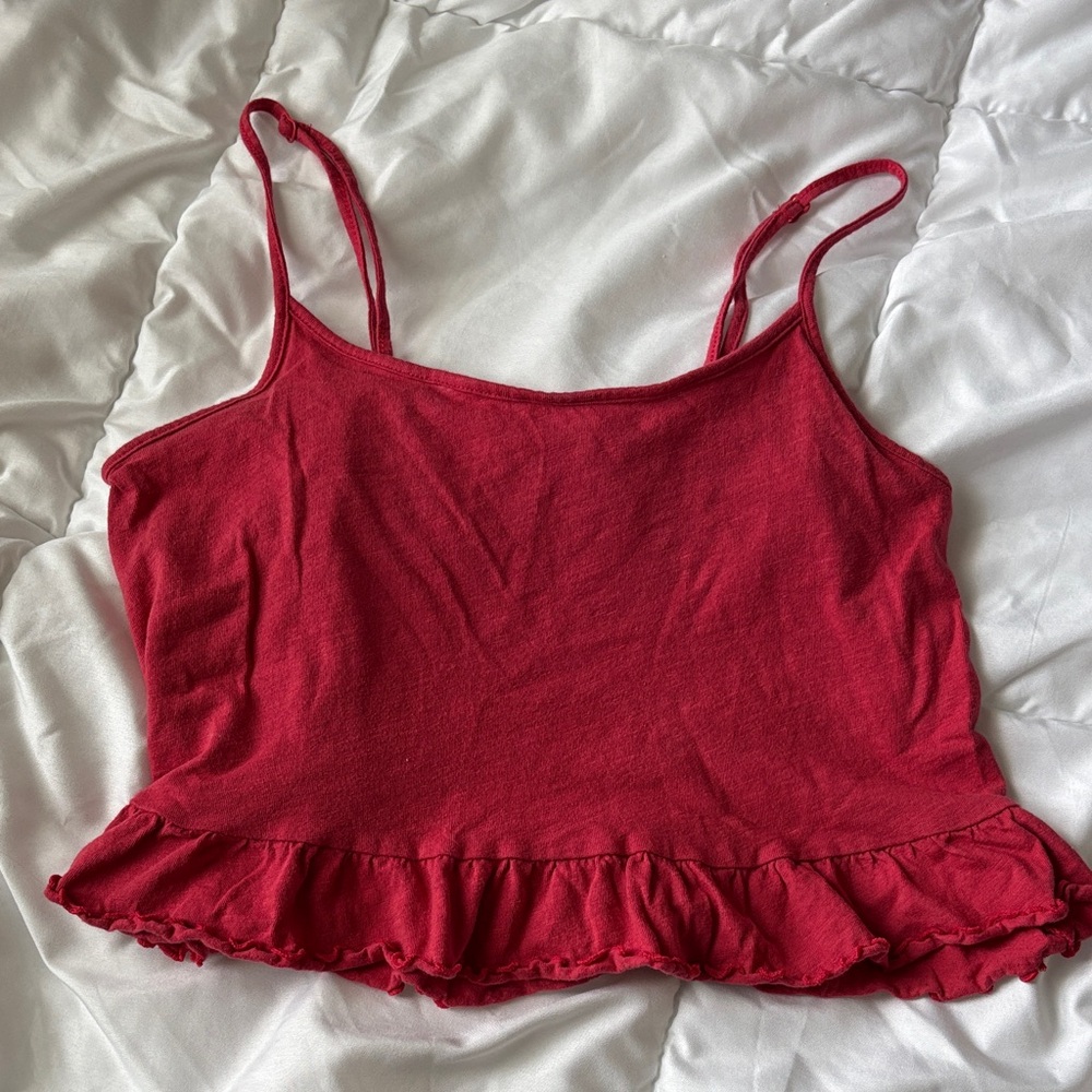 American Eagle Outfitters Red Ruffled Camisole